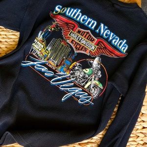 Vintage Harley Davidson Waffle Cut Long Sleeve